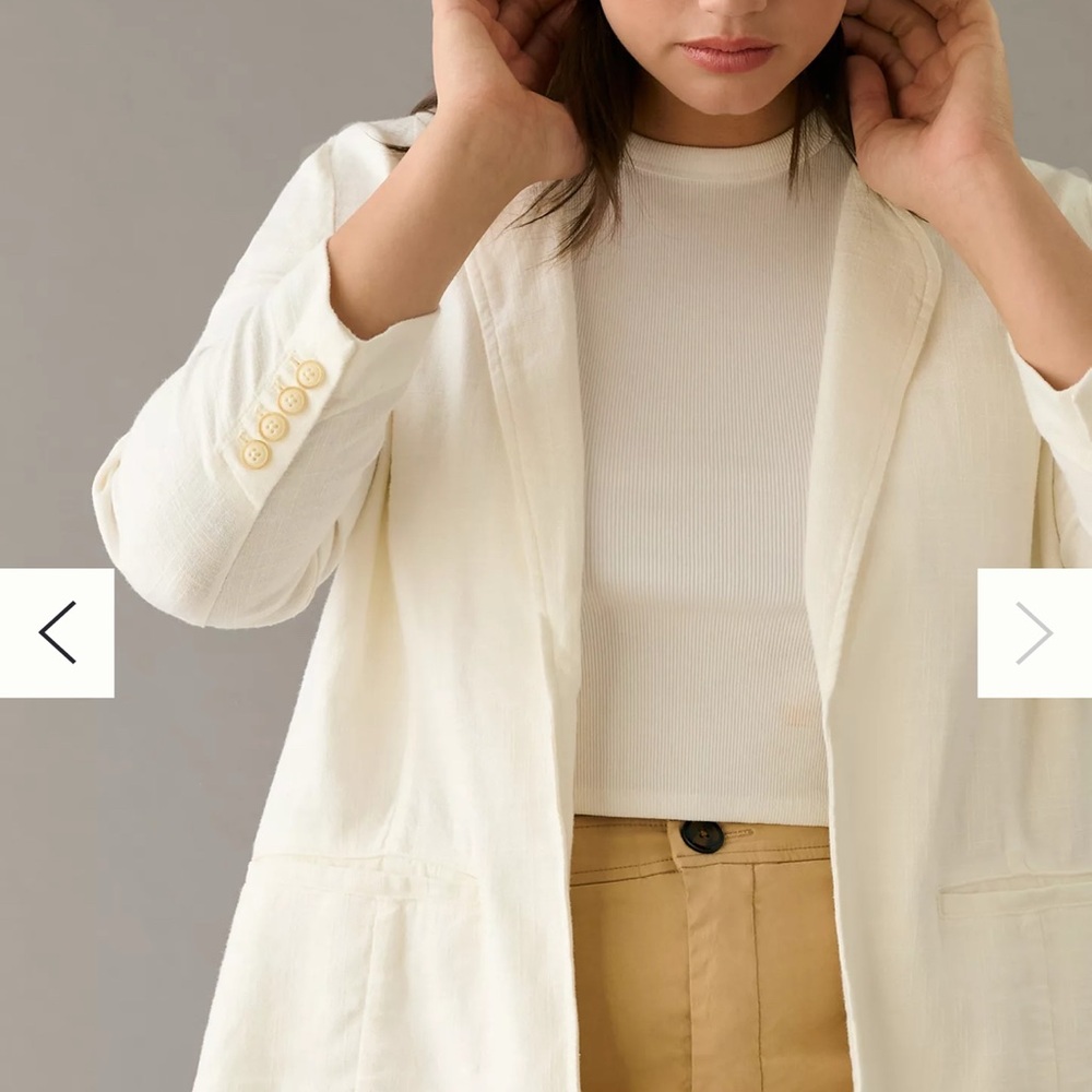 Linen Tulip Blazer by Anthropologie – Lightweight Linen Viscose Layer, Size 6